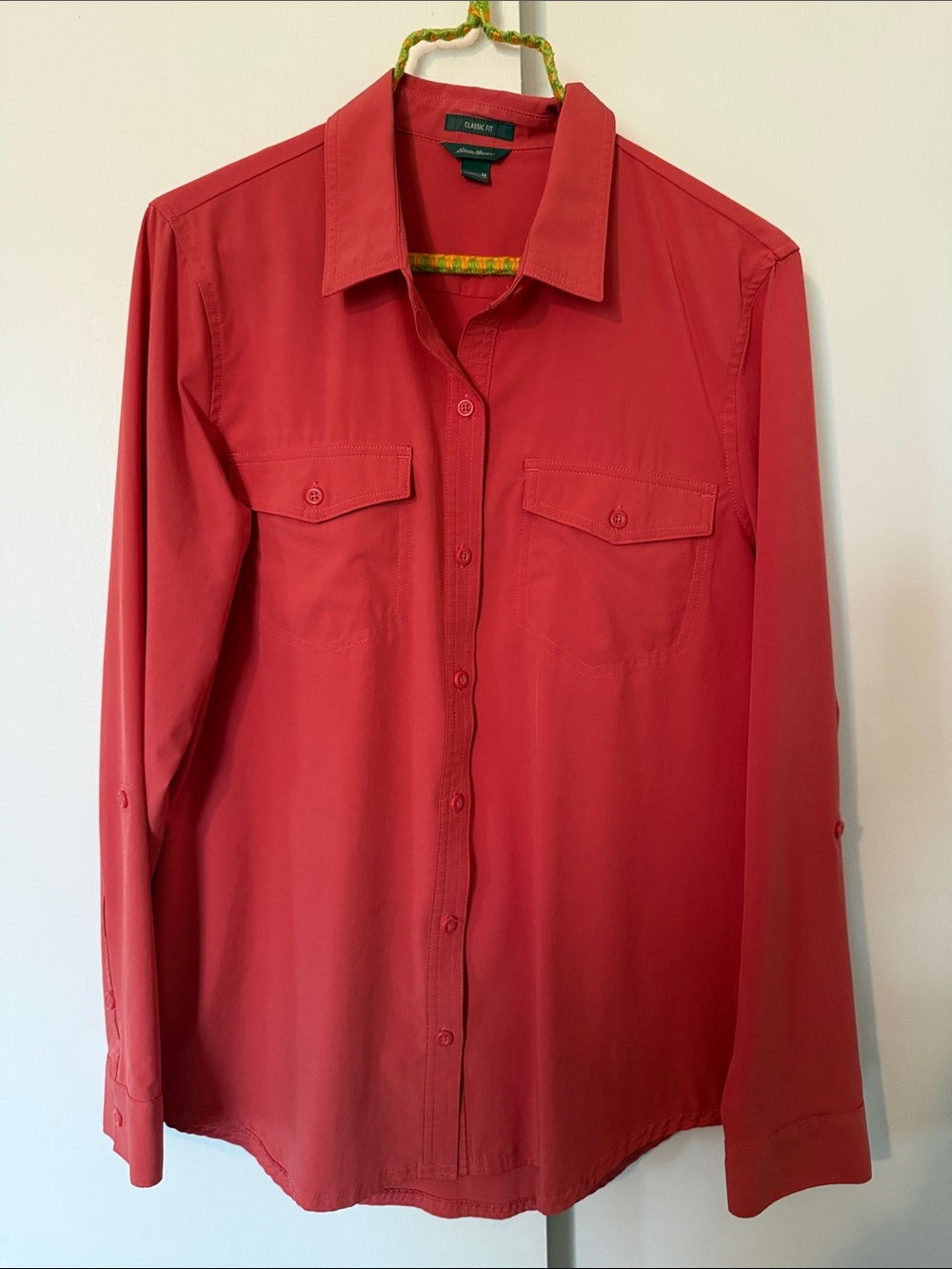 Eddie Bauer Coral Button-Up Long Sleeve Shirt Sz M